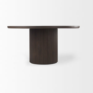 60 Inch Solid Wood Round Dining Table with Pedestal Base for Family Gatherings
