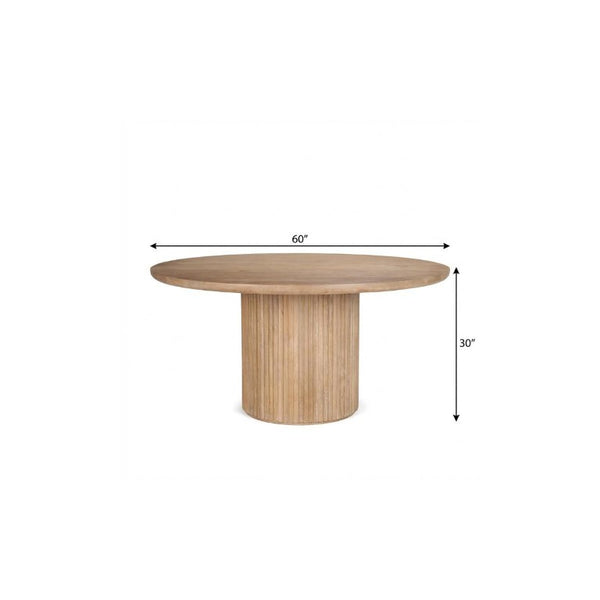 60 Inch Solid Wood Round Dining Table with Pedestal Base for Family Gatherings