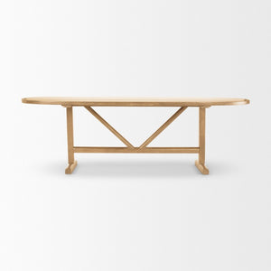 94 Inch Solid Wood Oval Dining Table with Trestle Base for Spacious Gatherings