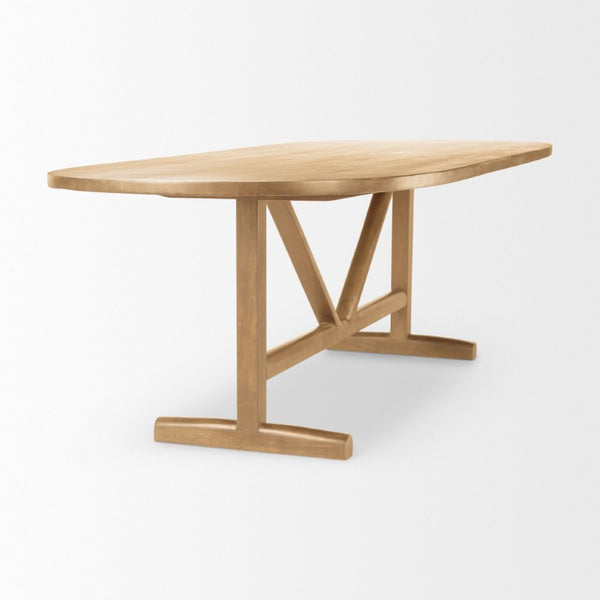 94 Inch Solid Wood Oval Dining Table with Trestle Base for Spacious Gatherings
