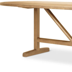 94 Inch Solid Wood Oval Dining Table with Trestle Base for Spacious Gatherings