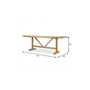 94 Inch Solid Wood Oval Dining Table with Trestle Base for Spacious Gatherings