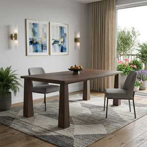 84 Inch Solid Wood Rectangular Dining Table Seats Eight for Spacious Family Gatherings