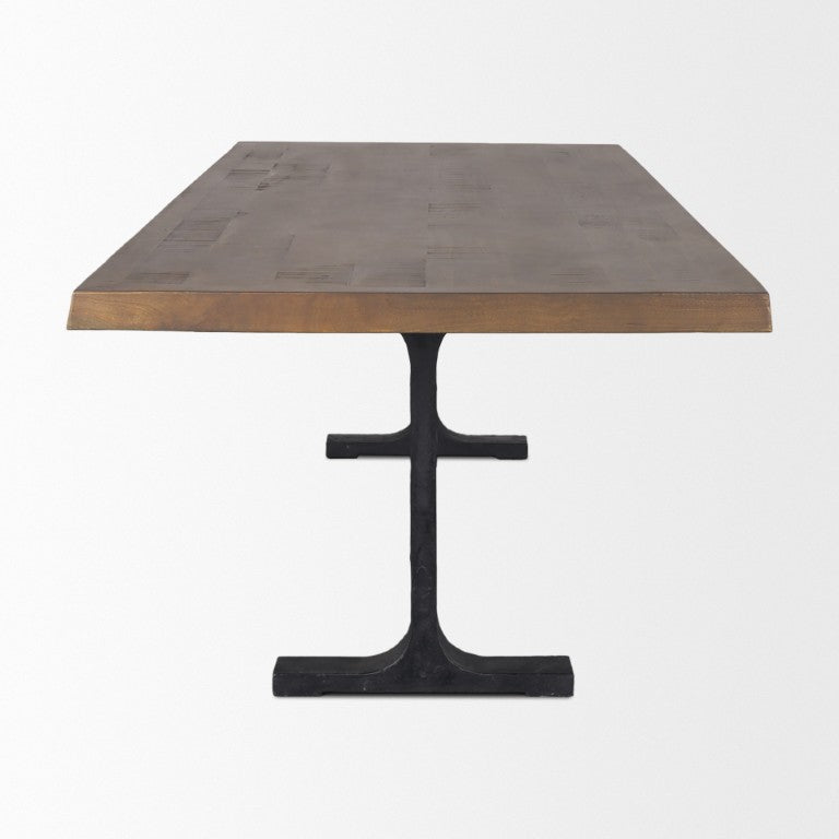 95 Inch Solid Wood Iron Trestle Dining Table Seats 8 for Rustic Rooms