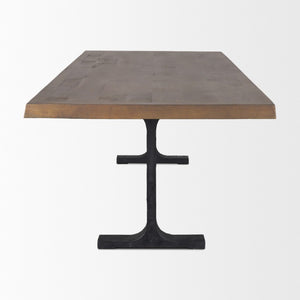 95 Inch Solid Wood Iron Trestle Dining Table Seats 8 for Rustic Rooms