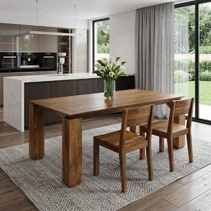 84 Inch Solid Wood Rectangular Dining Table Seats Eight for Spacious Family Gatherings