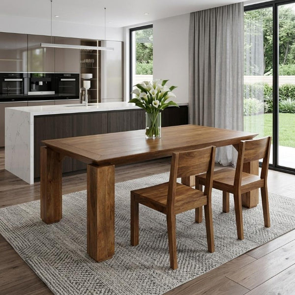 84 Inch Solid Wood Rectangular Dining Table Seats Eight for Spacious Family Gatherings