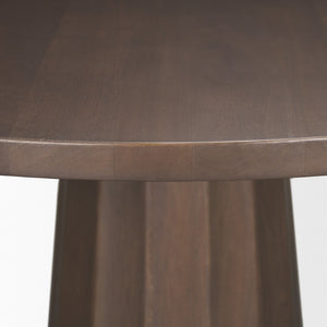 60 Inch Round Solid Wood Dining Table with Iron Pedestal Base Seats Six in Style