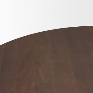 60 Inch Round Solid Wood Dining Table with Iron Pedestal Base Seats Six in Style