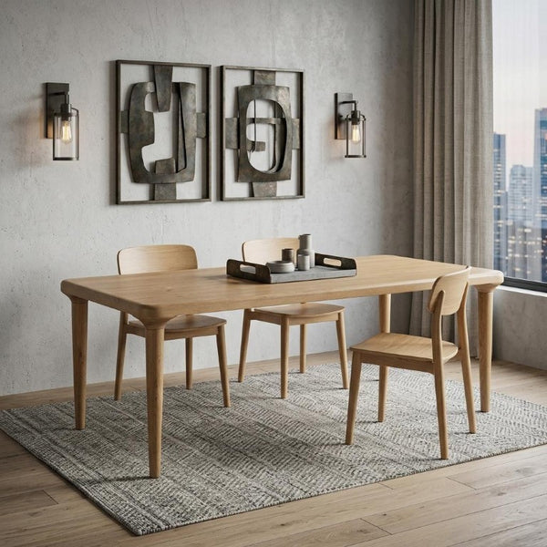 84 Inch Solid Wood Rectangular Dining Table Seats Eight for Spacious Family Gatherings