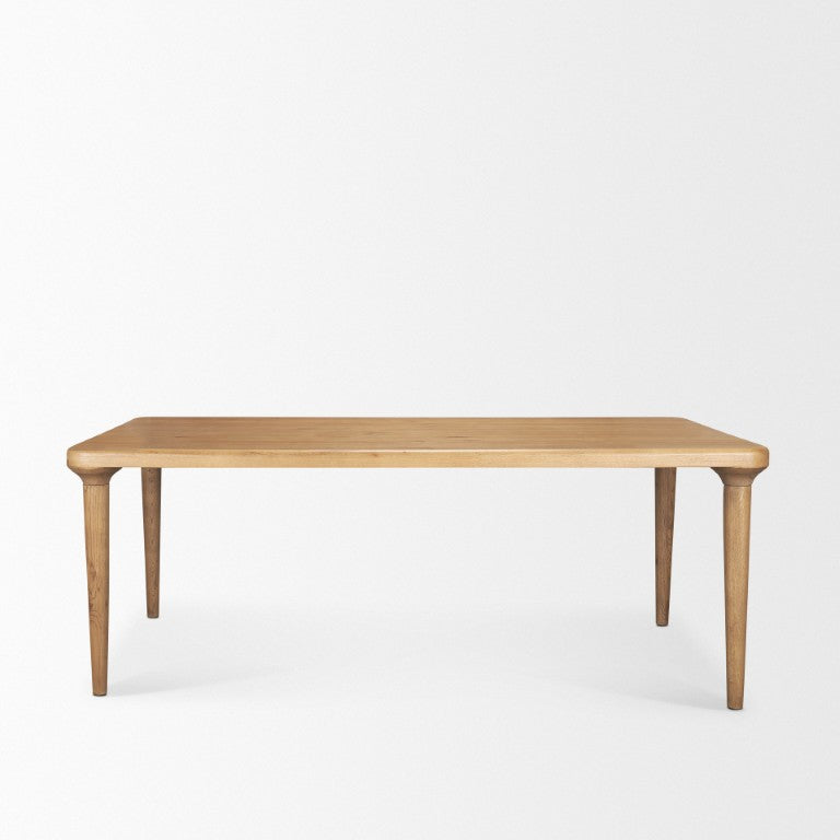 HomeRoots 84 Inch Solid Wood Rectangular Dining Table Seats Eight for Spacious Family Gatherings Light Brown 84" W x 30" H x 42" D 727884