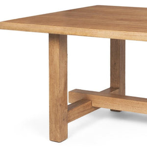84 Inch Solid Wood Trestle Dining Table Rustic Brown Finish Seats Eight Guests
