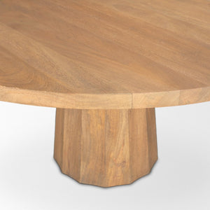 60 Inch Round Solid Wood Dining Table with Iron Pedestal Base Seats Six in Style