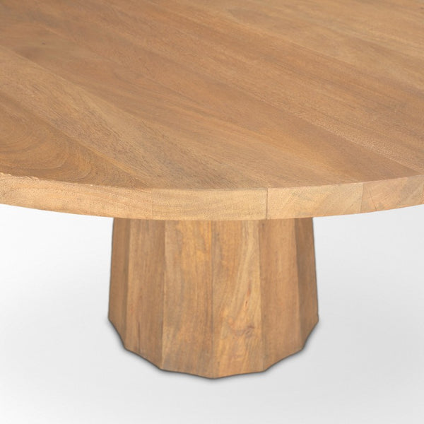 60 Inch Round Solid Wood Dining Table with Iron Pedestal Base Seats Six in Style