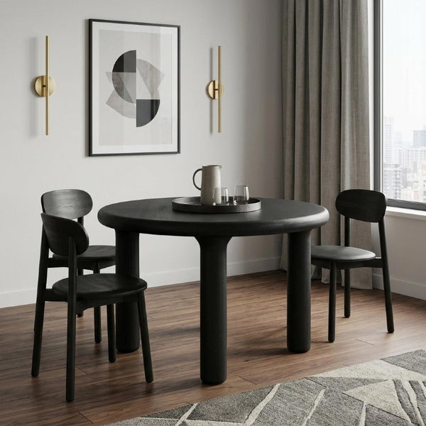 48 Inch Solid Wood Round Dining Table Seats Four for Modern Kitchen or Room