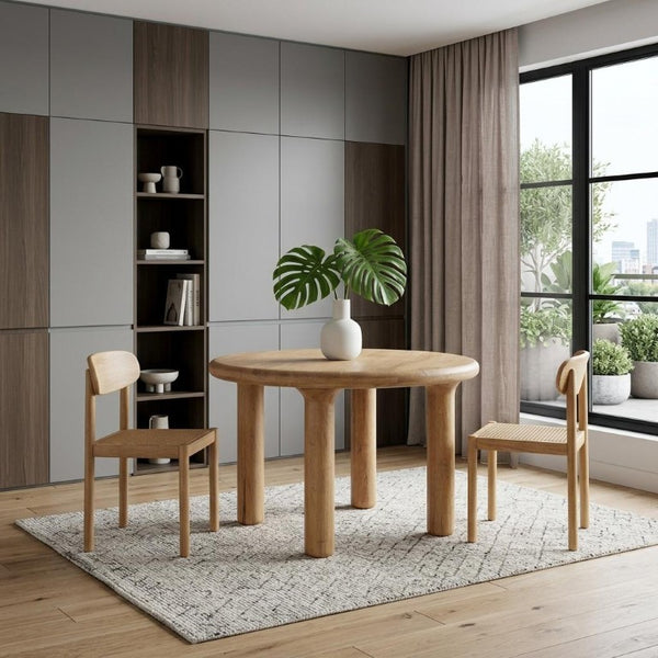 48 Inch Solid Wood Round Dining Table Seats Four for Modern Kitchen or Room