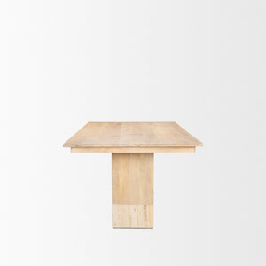 84 Inch Solid Wood Marble Top Double Pedestal Dining Table for Elegant Gatherings