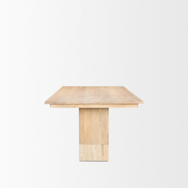 84 Inch Solid Wood Marble Top Double Pedestal Dining Table for Elegant Gatherings
