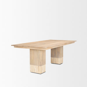 84 Inch Solid Wood Marble Top Double Pedestal Dining Table for Elegant Gatherings