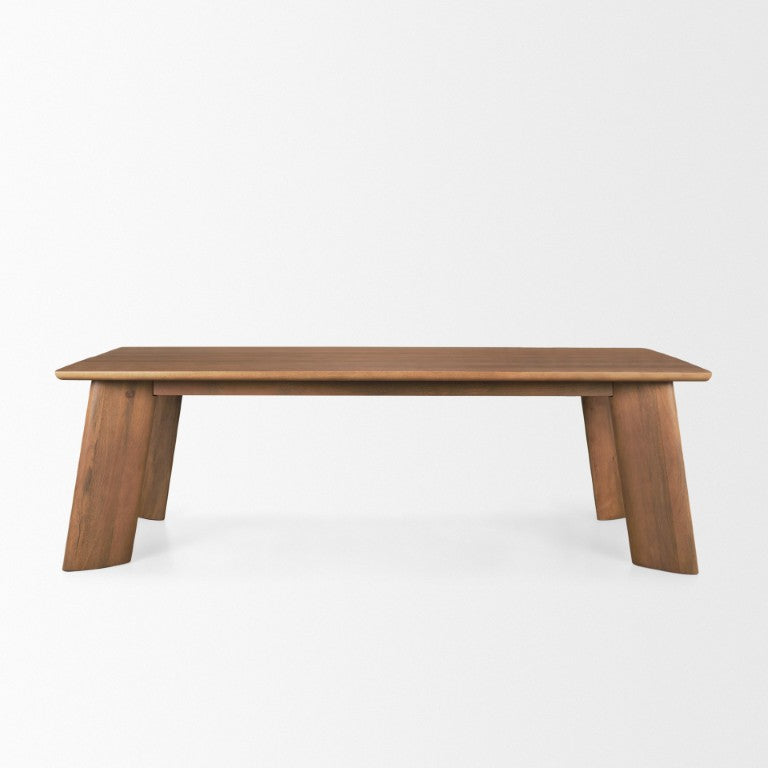 HomeRoots 94 Inch Solid Wood Rectangular Farmhouse Dining Table Seats Eight for Large Gatherings Brown 727897