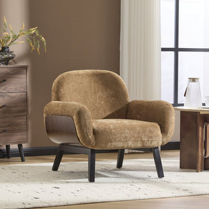 English Elm Christopher Knight Home® - Audrey Ergonomic Armchair with Plush Cushion and Solid Wood Frame for Stylish, Durable Comfort Tan 33.25 L x 29.75 W x 16.75 H N776P291712T