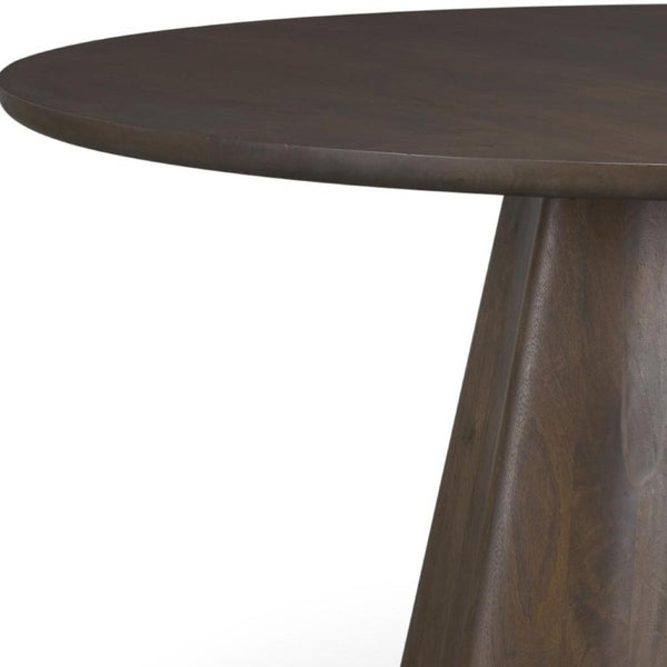 60 Inch Solid Wood Round Dining Table with Pedestal Base for Family Gatherings
