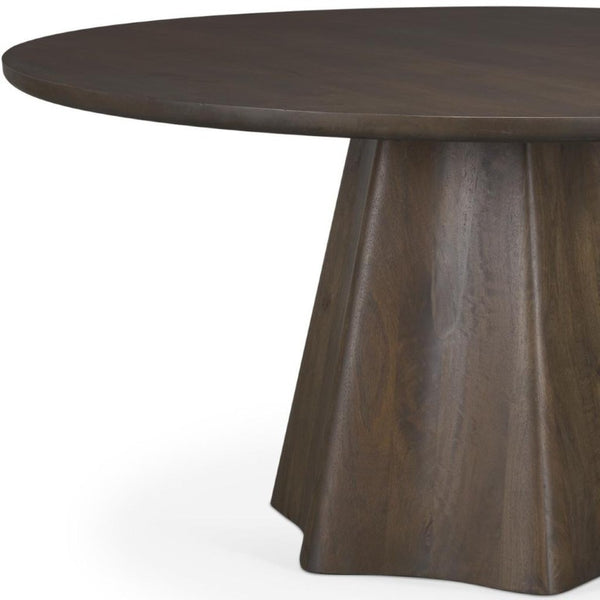 60 Inch Solid Wood Round Dining Table with Pedestal Base for Family Gatherings