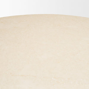 60 Inch Marble Top Round Dining Table with Solid Wood Pedestal Base Cream Tone