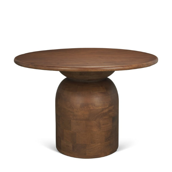 HomeRoots 42 Inch Round Solid Wood Dining Table with Pedestal Base for Small Spaces 727907