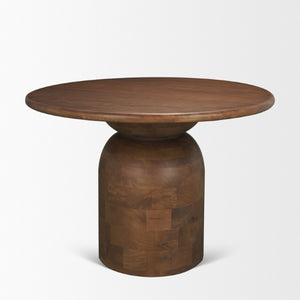 42 Inch Round Solid Wood Dining Table with Pedestal Base for Small Spaces