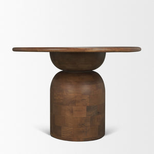 42 Inch Round Solid Wood Dining Table with Pedestal Base for Small Spaces