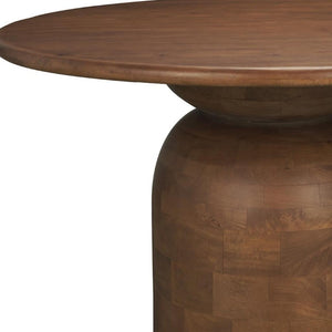 42 Inch Round Solid Wood Dining Table with Pedestal Base for Small Spaces