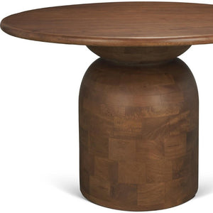 42 Inch Round Solid Wood Dining Table with Pedestal Base for Small Spaces