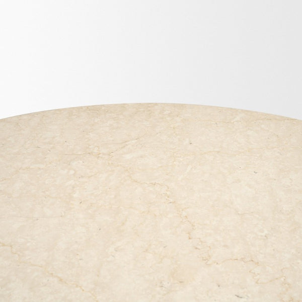 48 Inch Marble Top Round Dining Table with Solid Wood Pedestal Base for Elegant Interiors
