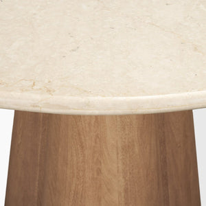 48 Inch Marble Top Round Dining Table with Solid Wood Pedestal Base for Elegant Interiors