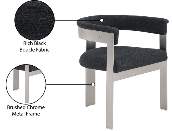Romeo Black Boucle Fabric Dining Chair 727Black-C Meridian Furniture