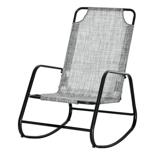 English Elm Outdoor Sling Rocker with Powder Coated Steel Frame for Patio Porch or Balcony T3971P390413