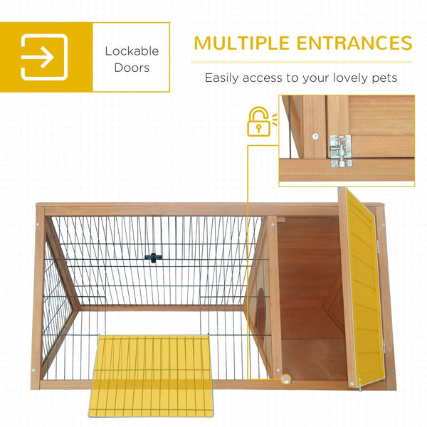 English Elm Pawhut Solid Wood Outdoor Cat House Two Story Shelter with Balcony Asphalt Roof W2225P173745