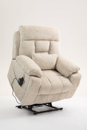 English Elm Old Oversized Electric Lift Chair With Dual Motors, Heating, Massage, And 180° Recline For Comfort W547S00053