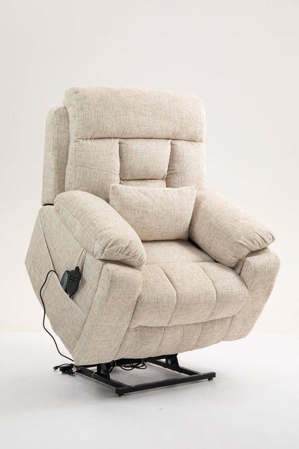 English Elm Old Oversized Electric Lift Chair With Dual Motors, Heating, Massage, And 180° Recline For Comfort W547S00053