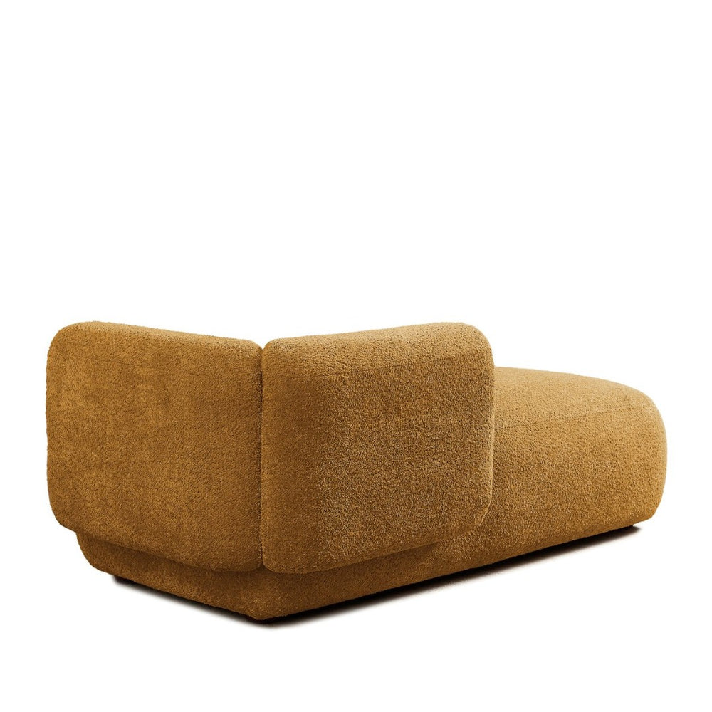 English Elm Upholstered Boucle Chaise Lounge with Foam Spring Support and Warm Wooden Legs W5515P437371