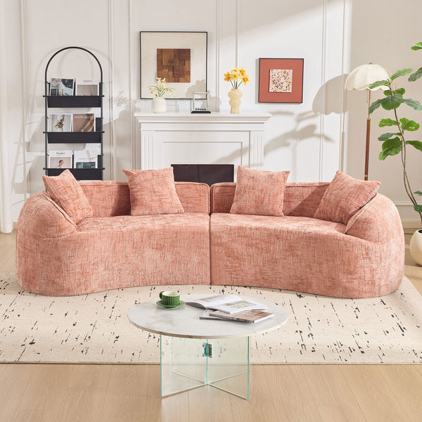 English Elm Pink Curved Compressed Sofa — Nordic Soft Foam & Spring Seating, Easy Setup, Stylish Centerpiece W3612S00010