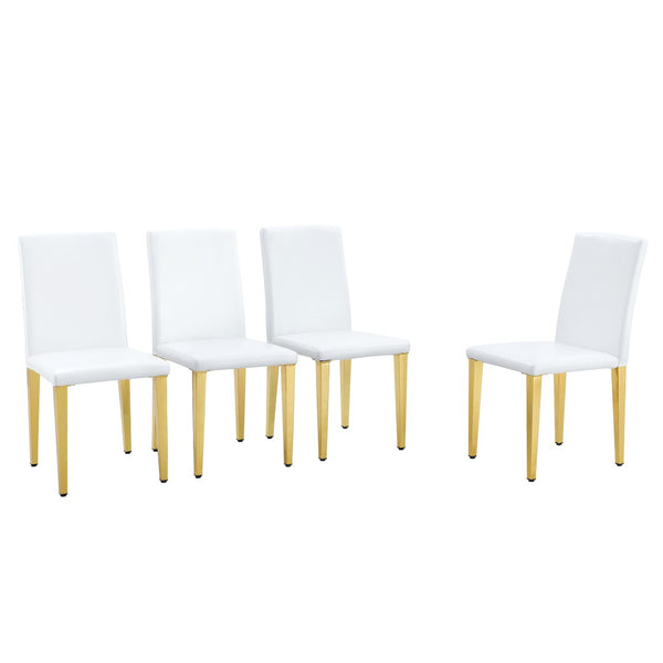 English Elm Set Of 4 Elegant White Pu Leather Chairs With Gold Legs – Chic, Durable, And Perfect For Modern Spaces! W3226P279073-GIGA