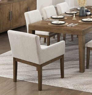 English Elm Transitional Armchairs Set of 2 Textured Gray Fabric Wood Frame Dining Seating B011P467553