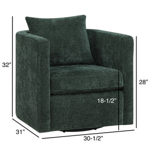 English Elm Sutton Kelly Green Swivel Barrel Chair — Ultra-Soft Performance Fabric, Reversible Cushions, 360° Comfort and Stain-Resistant Durability B050P322587