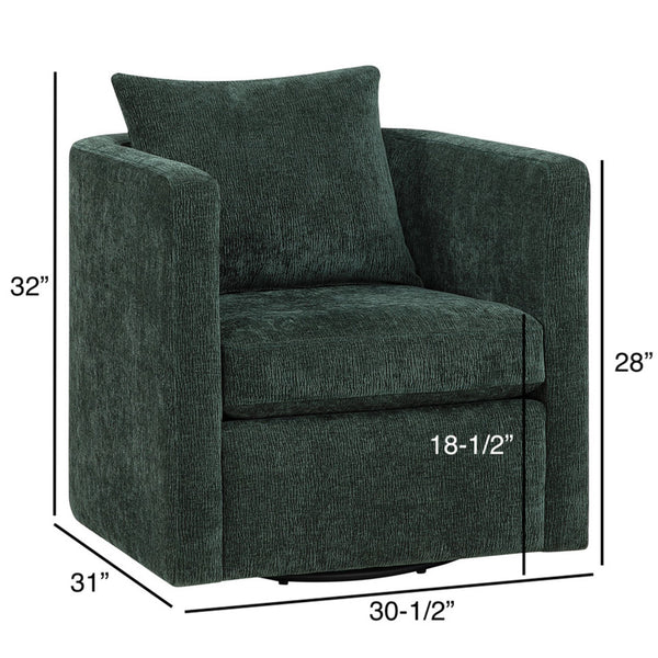 English Elm Sutton Kelly Green Swivel Barrel Chair — Ultra-Soft Performance Fabric, Reversible Cushions, 360° Comfort and Stain-Resistant Durability B050P322587
