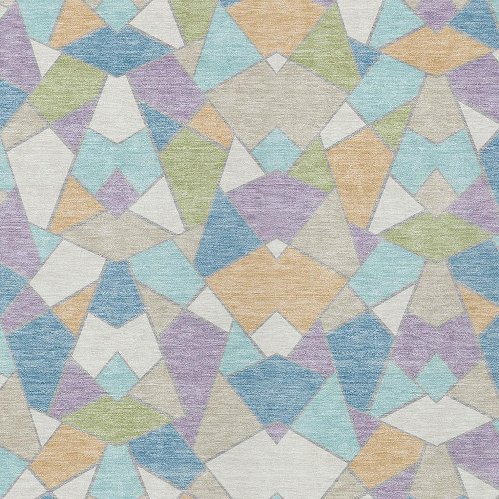HomeRoots Geometric Polyester Area Rug Washable Indoor Outdoor for Patio Living Room Modern Coastal Style 10' X 14' 728011