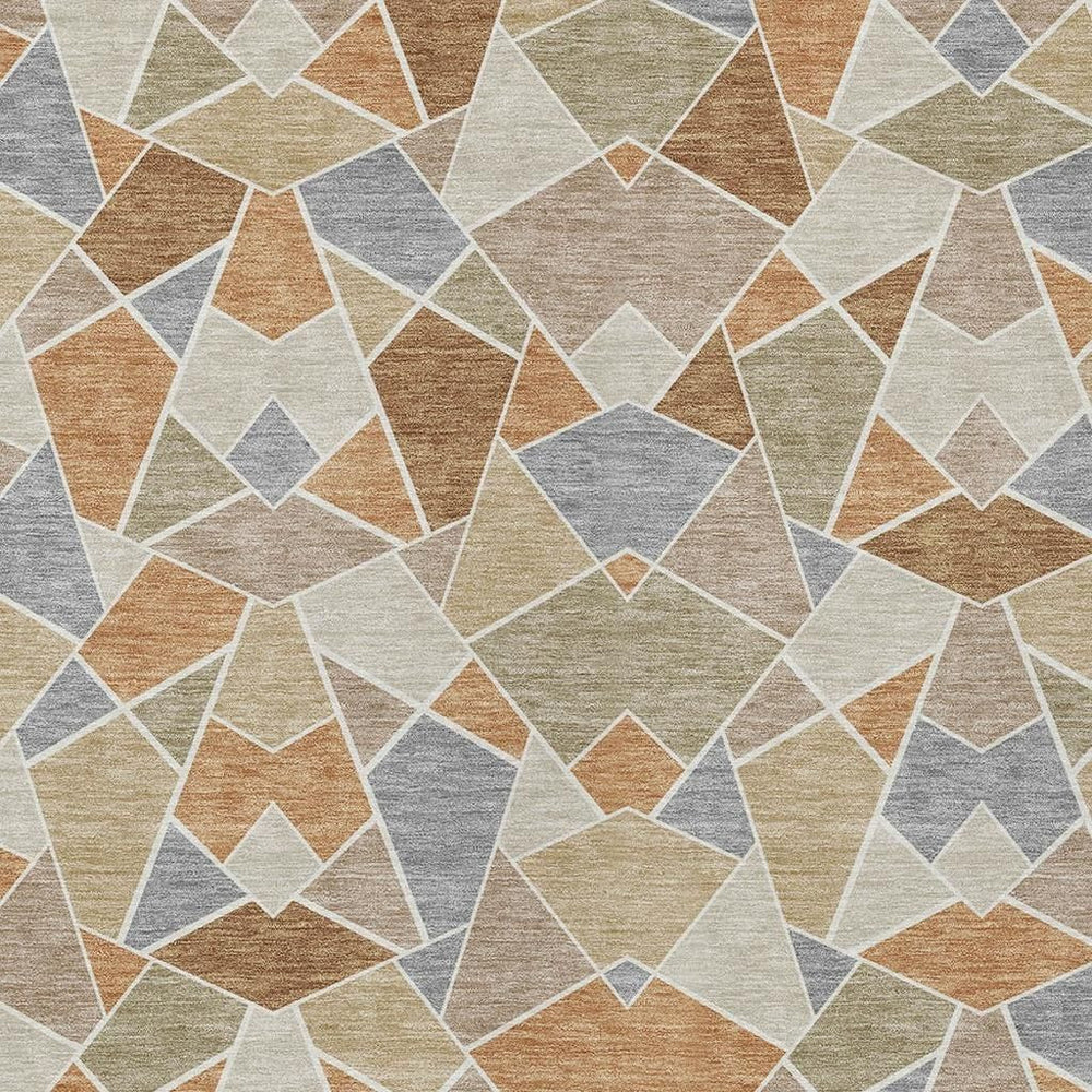 HomeRoots Geometric Polyester Area Rug Washable Indoor Outdoor for Patio Living Room or Foyer 9' x 12' 728016