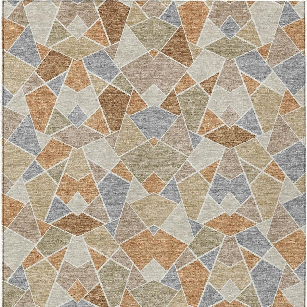 HomeRoots Geometric Polyester Area Rug Washable Indoor Outdoor for Patio Living Room or Foyer 9' x 12' 728016