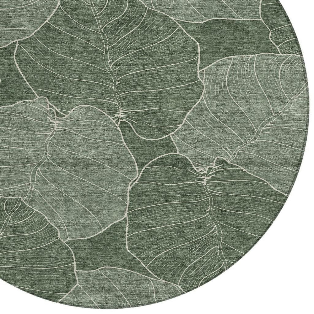 HomeRoots 8 Foot Round Floral Polyester Area Rug for Indoor Outdoor Living Spaces 728092